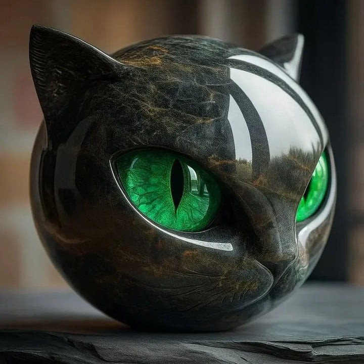Zoe | Scultura di Testa di Gatto Nero Mistico