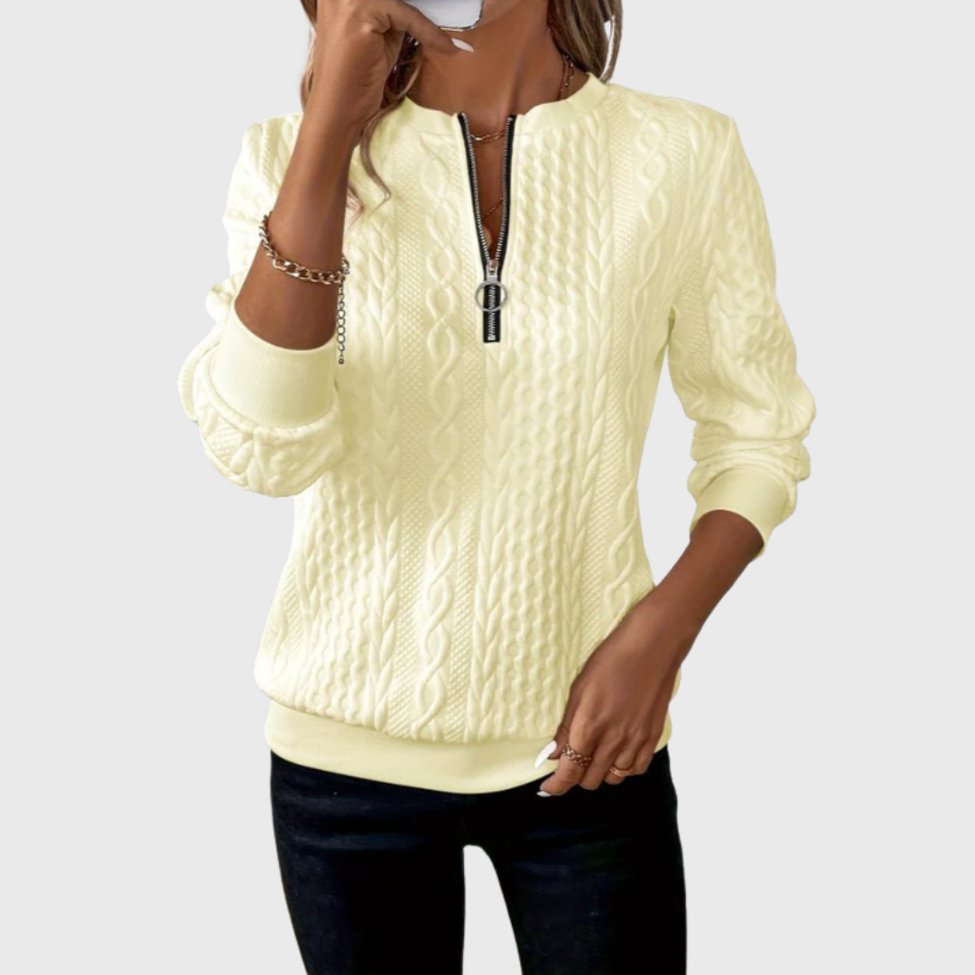 Elena | Maglione a treccia con zip
