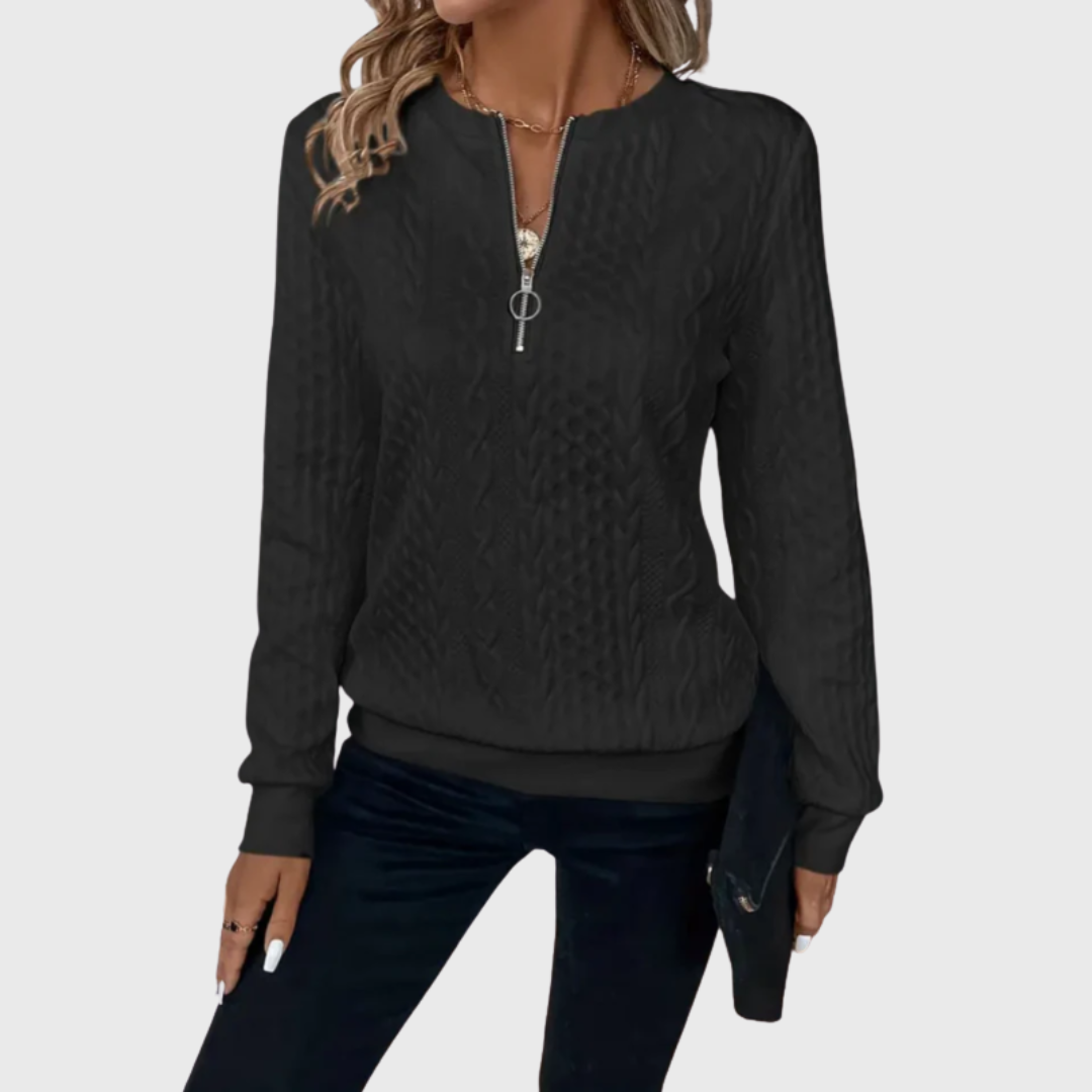 Elena | Maglione a treccia con zip