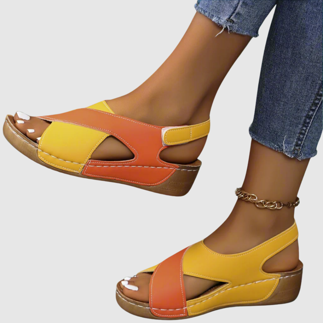 Hildegard - Sandali bicolore in pelle