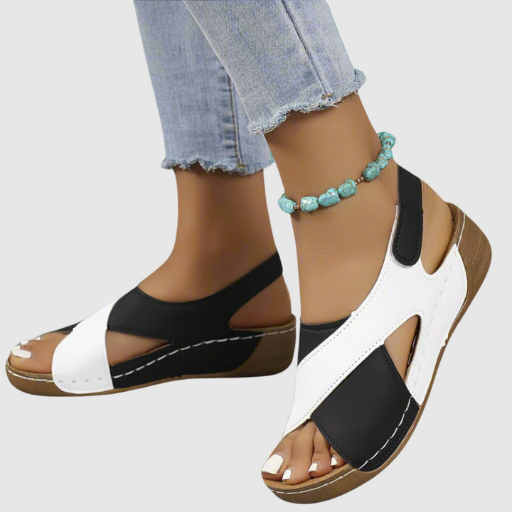 Hildegard - Sandali bicolore in pelle