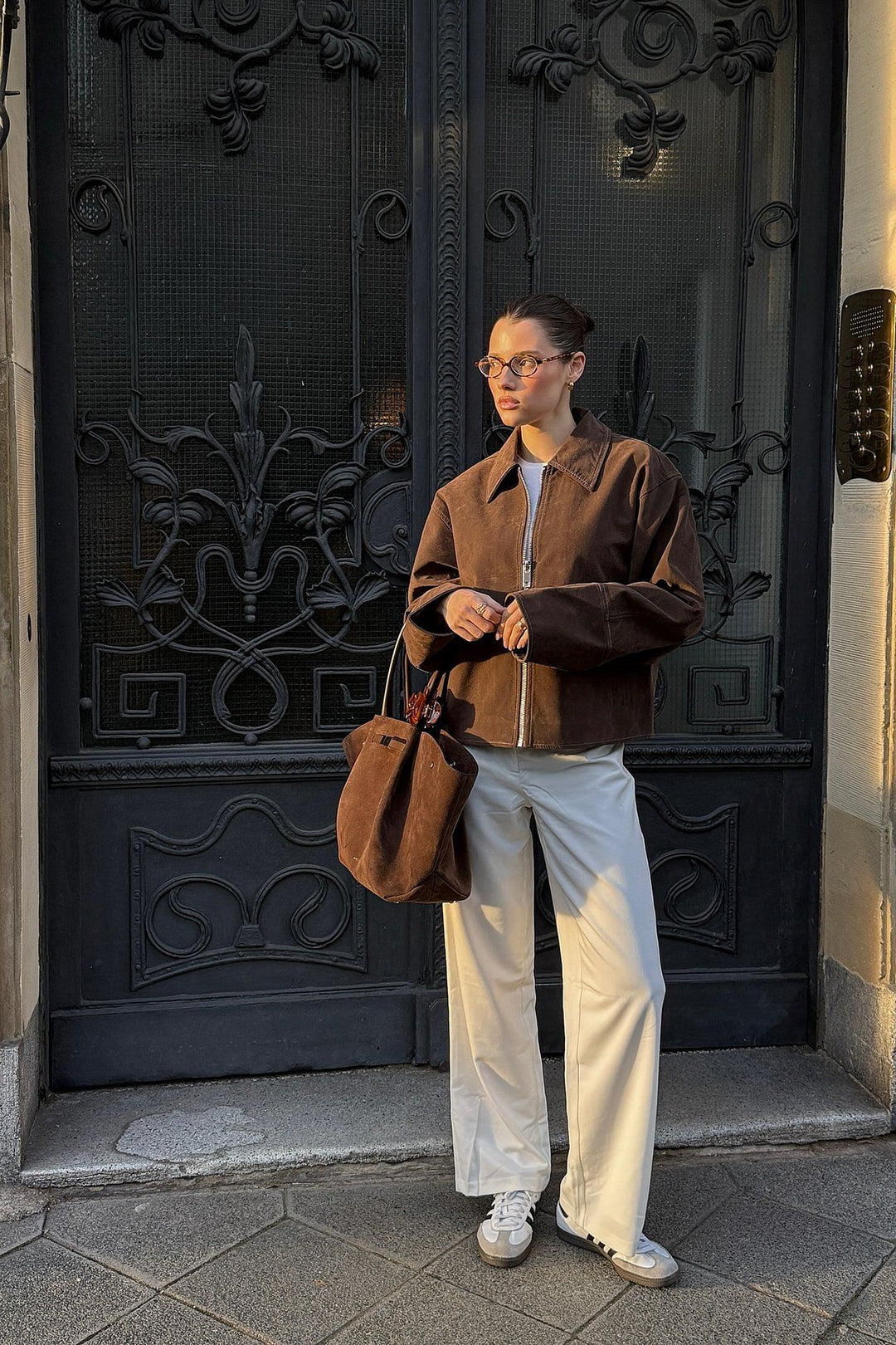 VALIRA Giacca Zip in Finta Suede