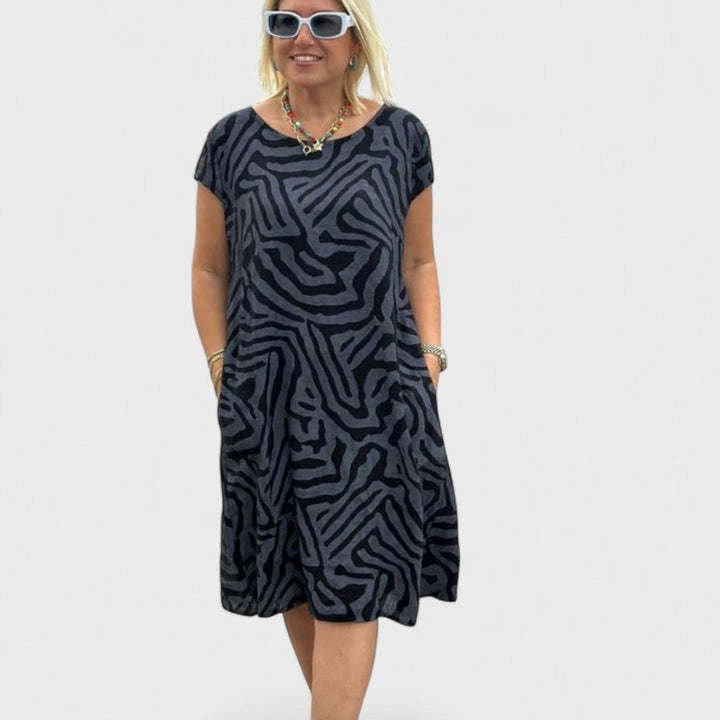 Nelia - Abito estivo a girocollo con bella stampa