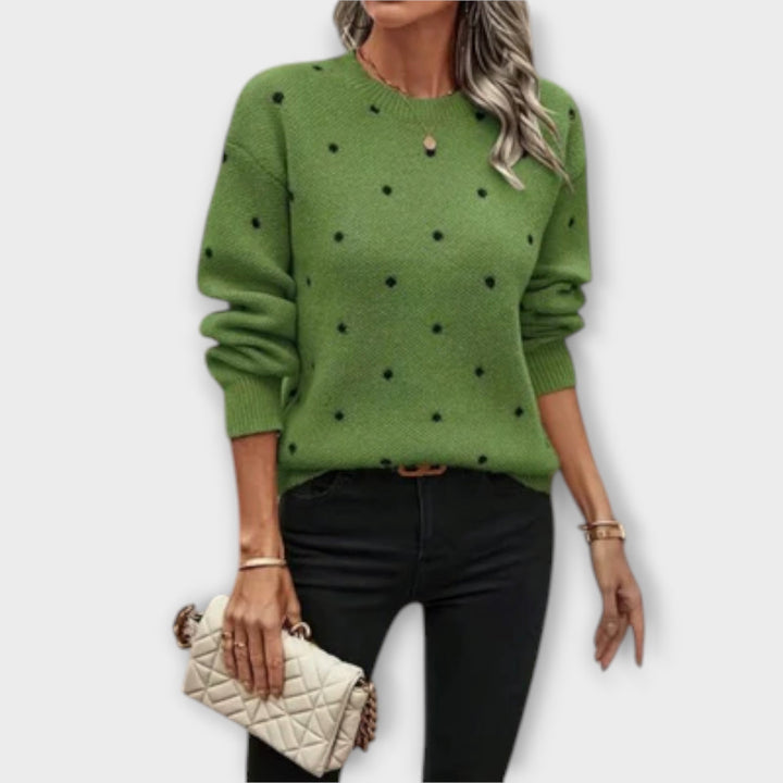 Ava – Maglione a Maniche Lunghe Casual in Maglia con Motivo a Pois
