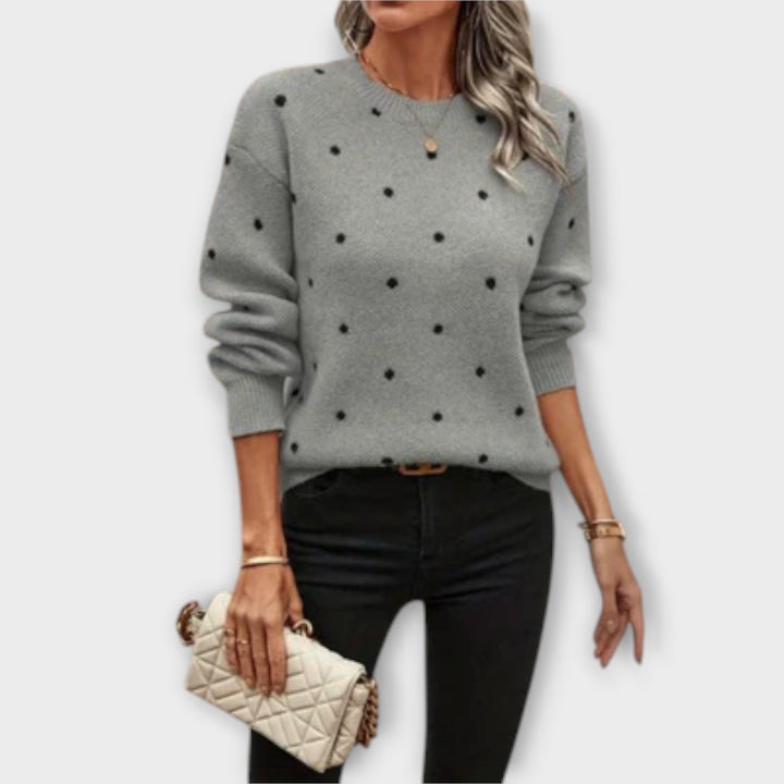Ava – Maglione a Maniche Lunghe Casual in Maglia con Motivo a Pois