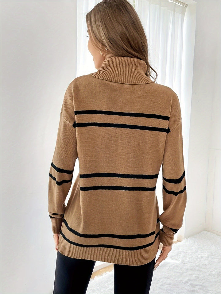 Thea – Maglione a Collo Alto a Righe