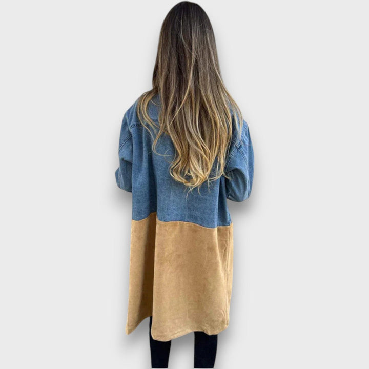 Ariana – Cappotto in Denim e Finta Pelle Scamosciata