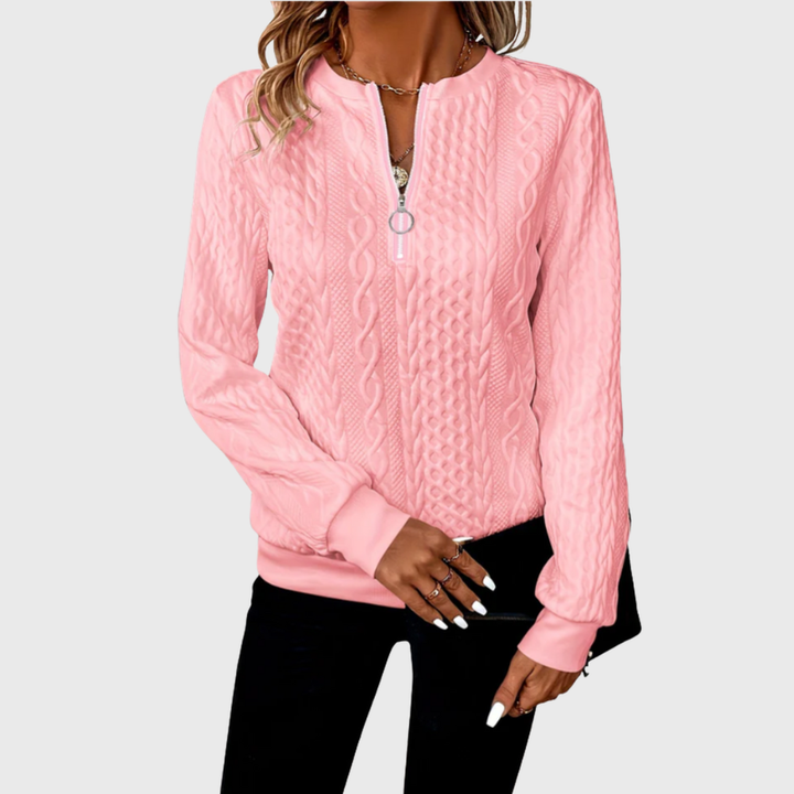 Elena | Maglione a treccia con zip
