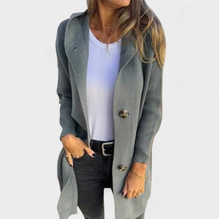 Adriana - Giacca lunga con cappuccio e bottoni