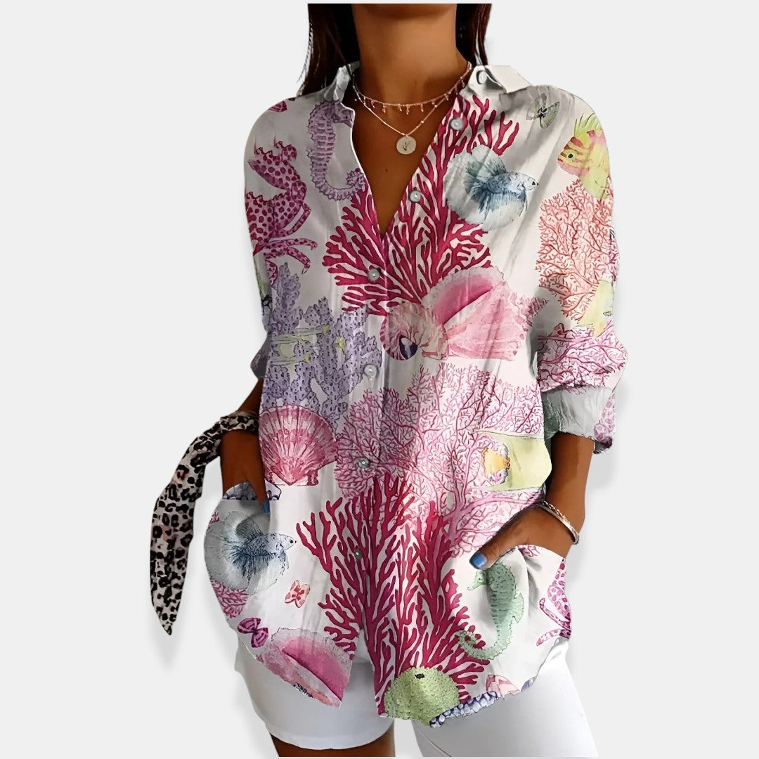 LYSSA™ | Camicetta floreale con chiusura a bottoni